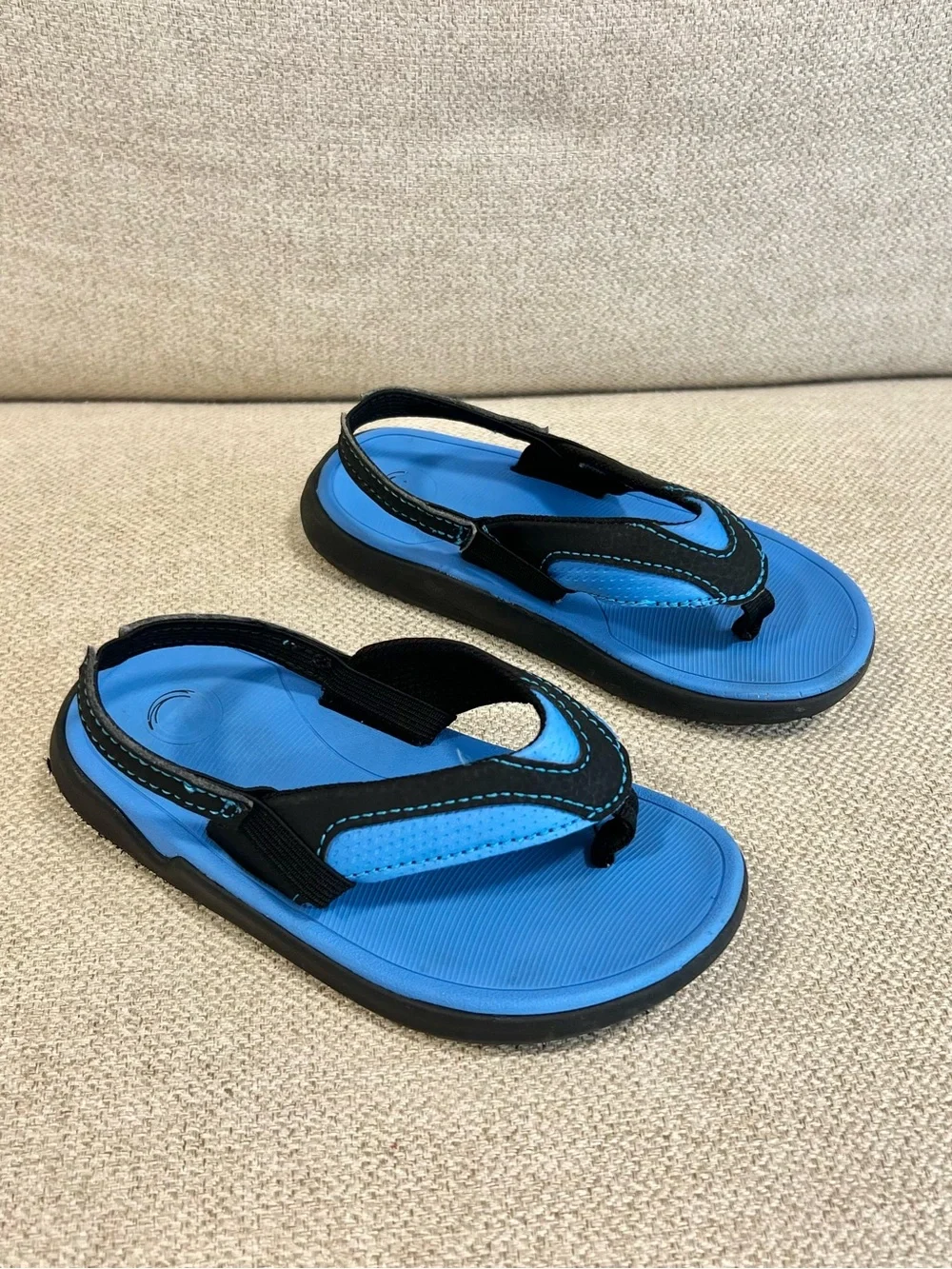 Wonder Nation Size 9/10 Toddler Blue Black Flip Flops EUC